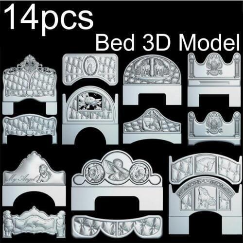 14pcs Bed 3d model STL relief for cnc STL format frame Bed 3d Relief Model STL Router 3 axis Engraver ArtCam
