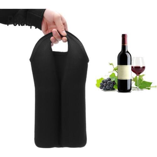 2 Bottles Wine Bag Covers Wine Bottle Holder Cooler Bag Black Wine Bottles Insulated Travel Carrier Carrying Tote Picnic Storage