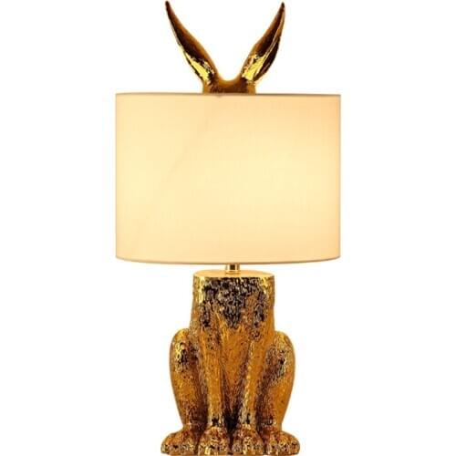 24x49cm Nordic Modern Resin Rabbit Table Lamp for Bedroom Living Room Bedside Lamp Study Club Modeling Childrens Room Lighting