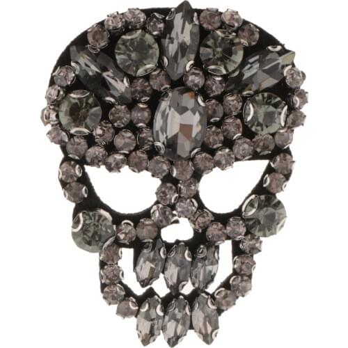3Pcs Rhinestone Beaded Skull Eyes Patch for Clothing Sewing on Beading Applique Jackets Shoes Bags DIY Apparel Decoration