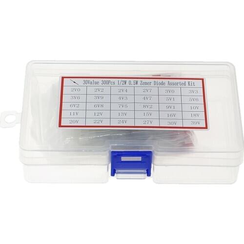 300pcs/box 30values*10pcs 1/2W Zener Diode Assorted Kit (2V - 39V) 0.5W Assortment Set