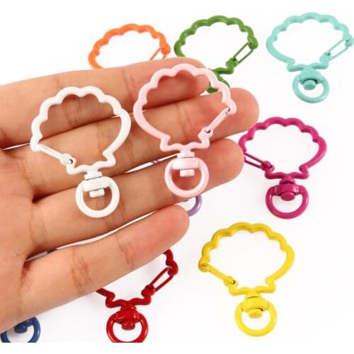 5pcs/lot 2x40mm Metal Hollow Shell Shape Keychain Split Key Ring Swivel Lobster Clasp Connector For DIY Bag Belt Dog Mask Chains
