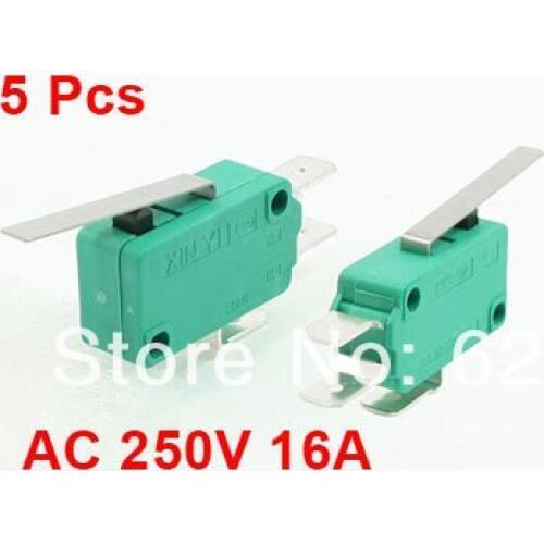5 Pcs / Lot x AC 250V 16A Short Straight Hinge Lever Arm Miniature Micro Switch SPDT 1 NO 1 NC KW3-0Z