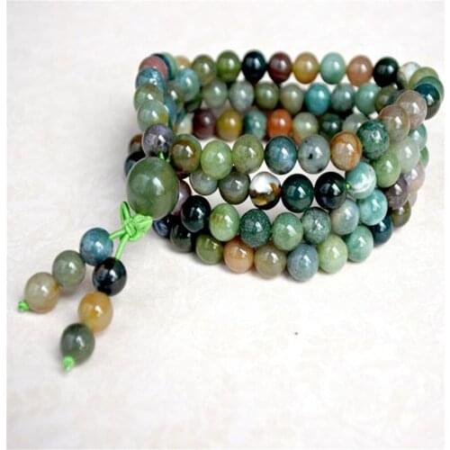 6mm Indian Agate Gemstone 108 Beads Tassel Mala Bracelet Chakra Spiritua Meditation Japa Yoga Tibetan Spirituality