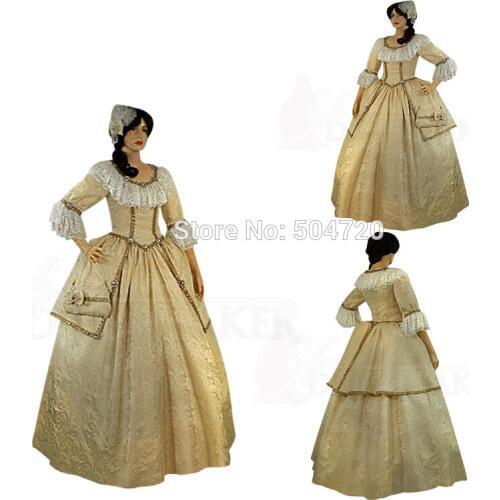 Tailored!Gold Printing Duchess 17 century regency Renaissance Gothic Theater medieval Halloween Gown Ball dress HL-181