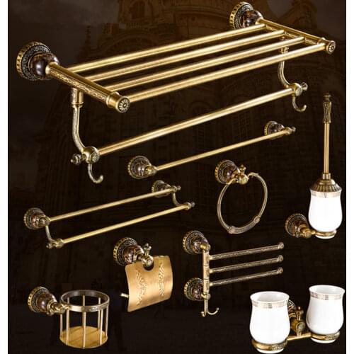 Antique brass bathroom towel shelf Black towel shelf paper holder towel shelf Bathroom shelf Black bathroom accessory Kit 8008