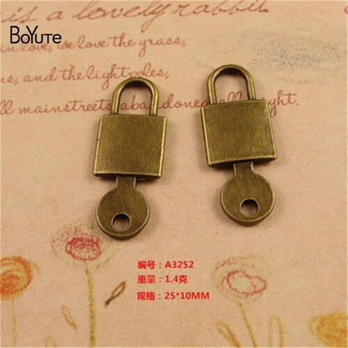 BoYuTe (100 Pieces/Lot) 10*25MM Antique Bronze Plated Zinc Alloy Key Lock Charms Pendant Bracelets Necklace Jewelry Making Diy
