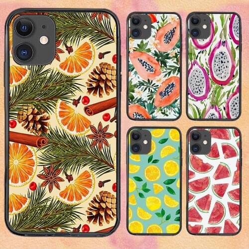 Watercolor Painting Fruit For iPhone 11 Case 6 Mini Pro XS Max X XR 6 12 Plus Luxur Soft TPU Airbag Cover 12Pro 11Pro 12Mini