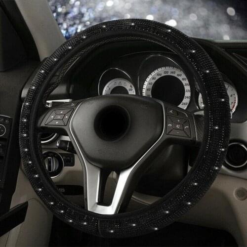 Universal Soft Car Fur Handbrake Steering Wheel Covers Automobiles Gear Cover Auto Accessories Bling Crystal Black