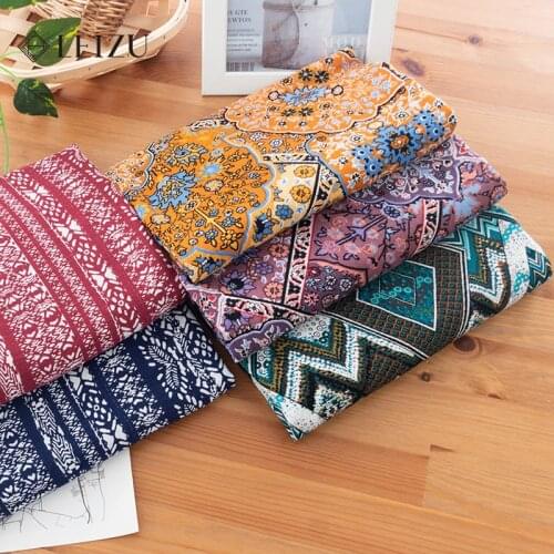 Summer Soft Rayon Crepe Fabric Tie-Dyed Print Sewing Fabrics For Womens Fashion Shirt And Dress 50*130cm/Piece TJ2662-1