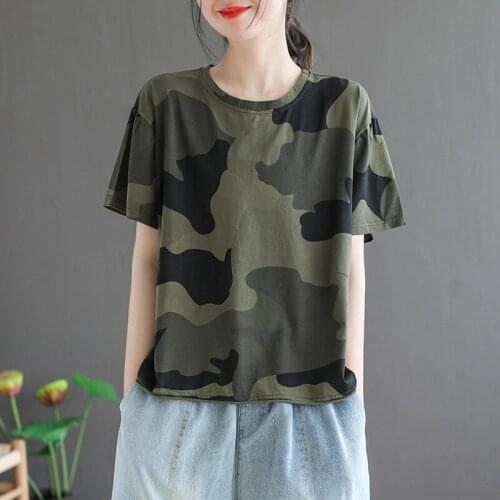 Summer Women Military Army t Shirt Loose Cotton t-Shirt o-Neck Cool Camouflage Thin Short-Sleeve Women Tops Tees Harajuku Tshirt