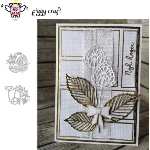 Piggy Craft metal cutting dies cut die mold Flower leaf decoration Scrapbook paper craft knife mould blade punch stencils dies
