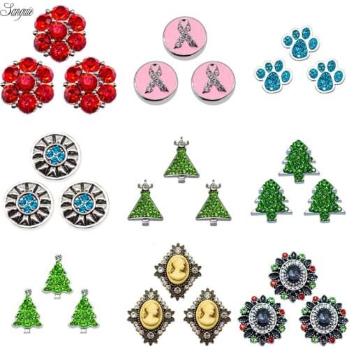 Mix 1pcs/lot christmas trees alloy snap button rhinestone gem Fit 18mm Ginger Snaps Button Necklace pendant Bracelet Jewelry