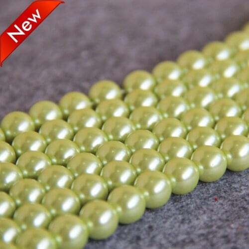 Fashion 8-14mm Light Green Shell Glass beads DIY gift for women girl loose Jewelry making design 15inch Wholesale