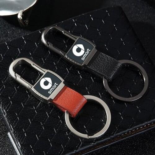 Fashion metal leather custom keychain Waist Hanging KeyChain Gift Key Rings jewelry For smart fortwo forfour 453 451 450 Car