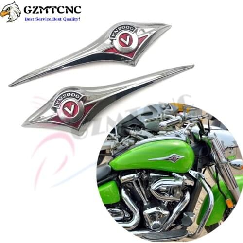 Motorcycle Chrome 3D Fuel Gas Tank Decal Emblem Badge Stickers for Kawasaki Vulcan Classic VN2000 VN 2000 Logo Decals