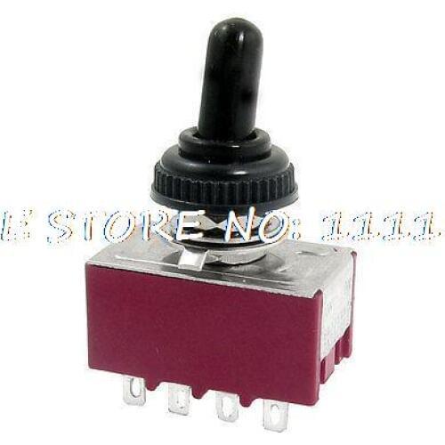 MTS-402 2A/250VAC 5A/125VAC ON/ON 4P2T 4PDT 12 Pins Toggle Switch + Rubber Cover