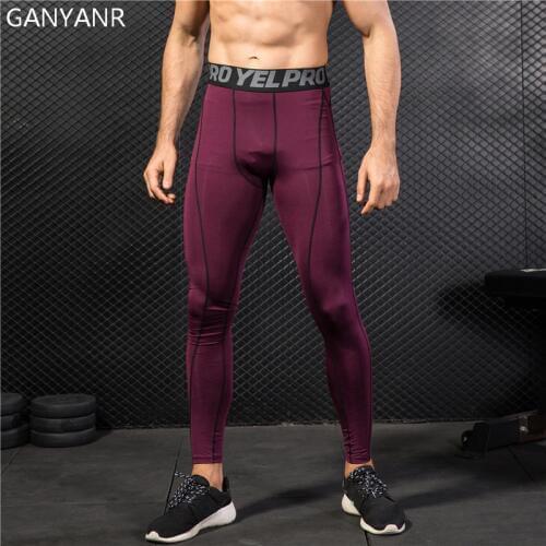 GANYANR Running Tights Men Leggings Yoga Basketball Fitness Compression Pants Athletic Sports Skins Bodybuilding Jogging Dry Fit