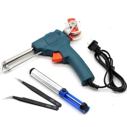220V 60W Tin Soldering Iron Kit Automatic Send Tin Gun Electric Soldering Irons Solder Sucker Tweezers Wire Welding Tool