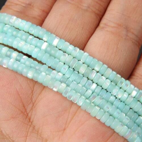 2x4mm Natural Green Cylinder Shell Beads Dyed Mother of Pearl Shell Loose Beads for Jewelry Making DIY Bracelet Accessories 15"