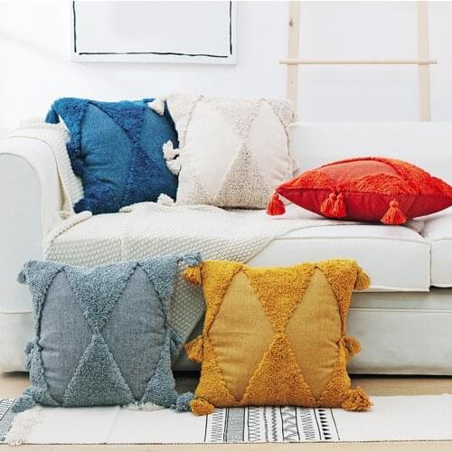 Handmade Embroidery Tufted Cushion Pillow Cover Case Bed Sofa Home Decoration