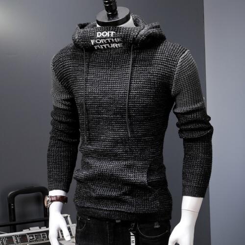 New Hooded Sweater Men Autumn Winter Warm Knitted Mens Sweaters Casual Pullover Coat Pull Homme Plus Size 5XL