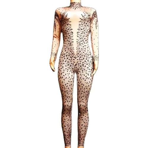 New Black Glitter Diamonds Women Leotard Nightclub Singer Dance Jumpsuit Prom Party Birthday Celebrate Stage Performance Costume