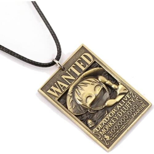ONE PIECE Wanted Poster Necklace Luffy Warrant Pendant Necklace Friendship Men Women Anime Jewelry Choker Accessories YS11438
