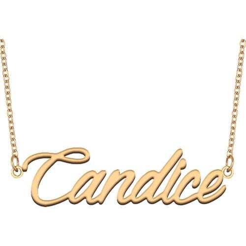 Candice Name Necklace for Women Stainless Steel Jewelry 18k Gold Plated Nameplate Pendant Femme Mother Girlfriend Gift