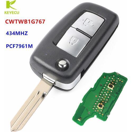 KEYECU Replacement Flip Remote Key 2 Buttons 433MHz PCF7961M for Nissan Qashqai Pulsar Juke X-Trail T32 Micra CWTWB1G767
