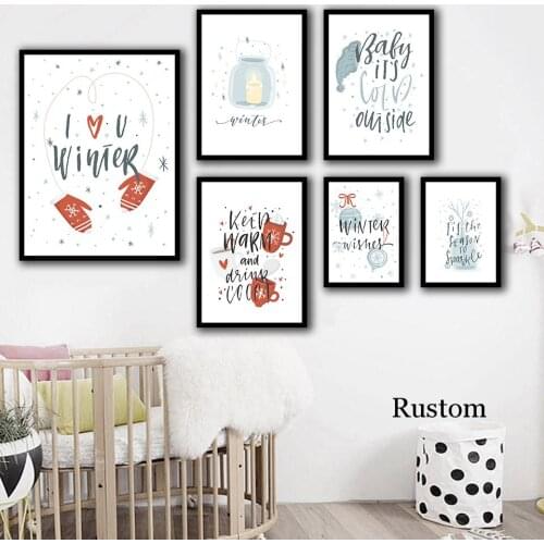 Christmas Winter Kids Room Decor Poster Canvas Painting for Home Room Decoration Posters and Prints Wall Art Picture Frameless
