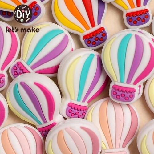 Lets make Baby Silicone Beads Hot Air Balloon DIY Pacifier Chain Bracelet BPA Free Silicone Bead Baby Teething Chain Pendant