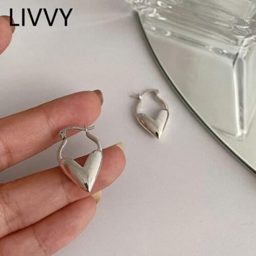 LIVVY Silver Color Earrings Charm Women Trendy Jewelry Irregular Heart Shape Retro Party Accessories Gifts