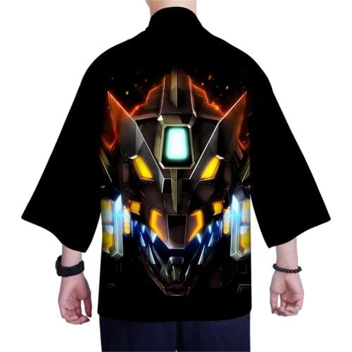 DYNAZENON Japanese Traditional Orient Cardigan Polyester Fiber Kimono Haori Unisex Thin Loose Outfits Clothes Samurai