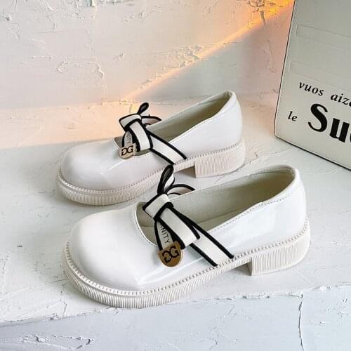 Soft Pu French Shallow Mouth Mary Jane Loli Shoes Womens New Summer Thin Bow Lolita Fashion Anime Cosplay Lace Up Gothic Shoe