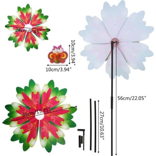 Wind Spinner Three Layers Sunflower Outdoor Garden Decoration Windmill Pinwheel Kids Children Toys Cartoon Gifts Funny