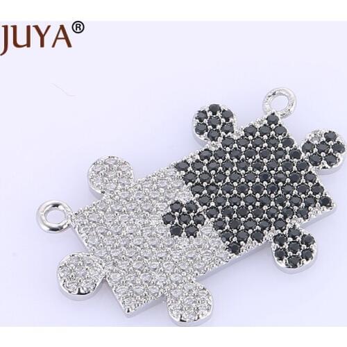 High Quality Copper Metal With Luxury Cubic Zirconia Crystal 2 loops Pendant Charms For Making Bracelet Necklace Jewelry Parts
