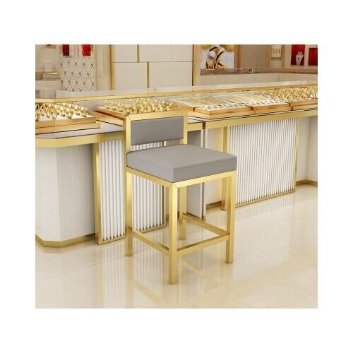Stainless steel bar chair Jewelry store chair front desk cashier desk simple backrest high chair modern simple bar stool