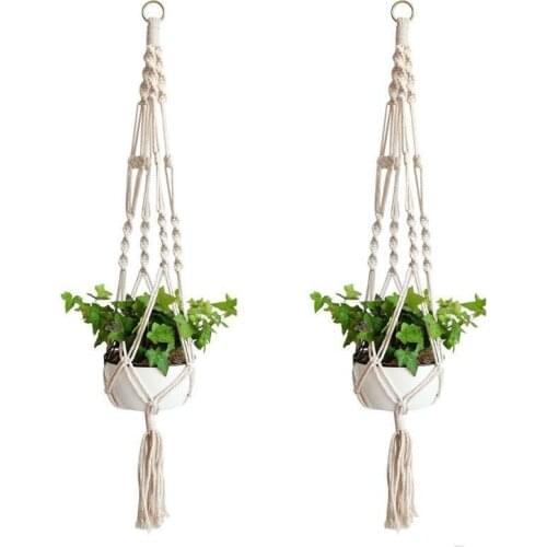 Plant Hangers Macrame Rope Pots Holder Rope Wall Hanging Planter Hanging Basket Plant Holders Indoor Flowerpot Basket Lifting#33
