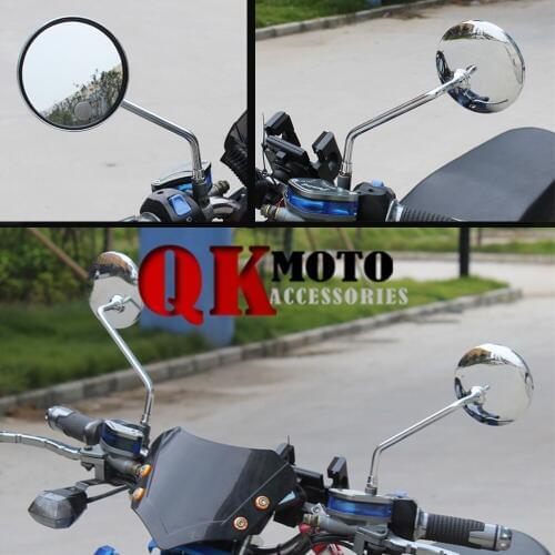 8mm 10mm Left and Right Rear Side view mirrors Round Silver Motorcycle Rear Mirror for Yamaha Honda Kawasaki Suzuki