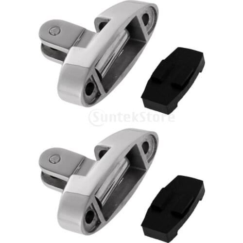 1 Pair Durable 316 Stainless Steel Marine Boat Swivel Deck Hinge with Rubber Pad Bimini Top Fitting Universal