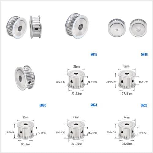 1Pcs AF Type 15-24 Teeth 5M Timing Belt Pulley Slot Width 16/21/27mm D Bore 5x4.5mm-10x9mm For 15/20/25mm Belt CNC/Step Motor