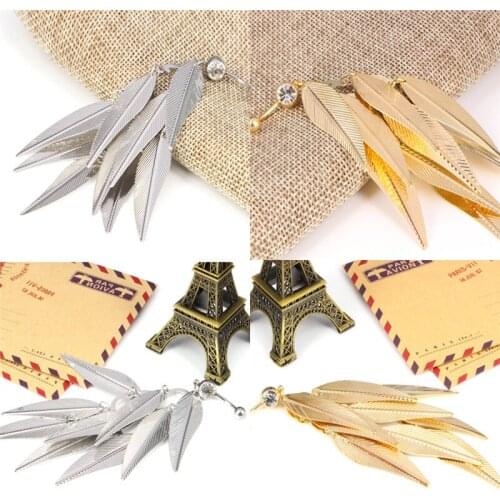 1PC Crystal Tassel Leaves Belly Button Ring Body Piercing Navel Ring Hot Sale