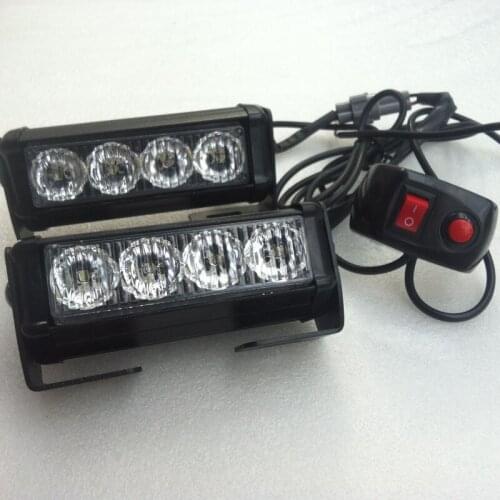 2x 4 led Motorcycle flashing light kit Police Moto Warning Strobe light Safety driving Beacon Signals Car DRL Day fog lights