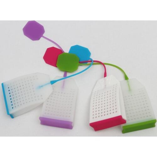 200pcs/lot Silicone Tea Strainer Bag Shape Tea Infuser Filter Diffuser Kitchen Use Tea Bag Random Color lin2503