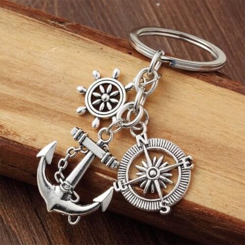 2021 European And American Foreign Trade Jewelry Compass, Rudder, Anchor Key Chain, Friendship Key Chain