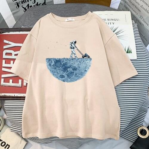 Astronaut Weeding Moon Printing Tshirt WomanS Fashion Breathable Clothed Retro Oversize Tshirts Funny Plus Size Female T Shirts
