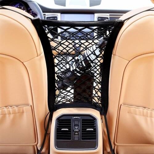 Car Dog Barrier Seat Car Two layers Dog Barrier Mesh Net Bag Between Car Organizer Seat Back Storage Luggage Holder Pocket