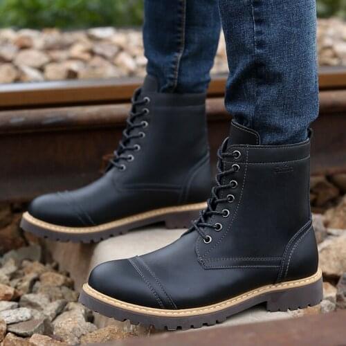 Ankle Boots 2021 Autumn New Fashion Mens Boots Fashion Martin Boots High-Top Tooling Shoes plush warm Outdoor Boots men