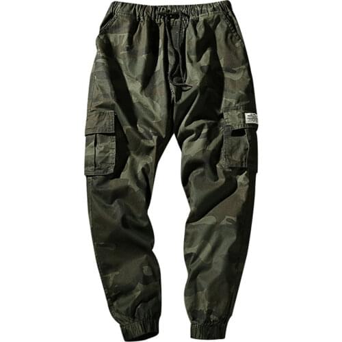 Camouflage Pattern Mens Pants Elastic Waist Drawstring Casual Pants Trousers for Men Ankle Tied Cargo Pants pantalon homme 5XL